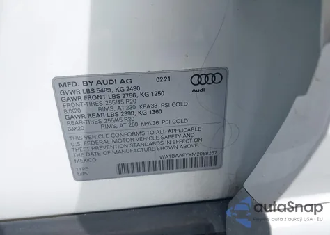 2021 Audi Q5 Premium Plus 45 Tfsi Quattro S Tronic from USA, damaged, VIN WA1BAAFYXM2058257